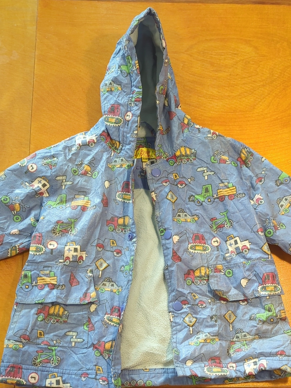 Hooded Kids Raincoat Lined With Soft Fleece-Like Cotton